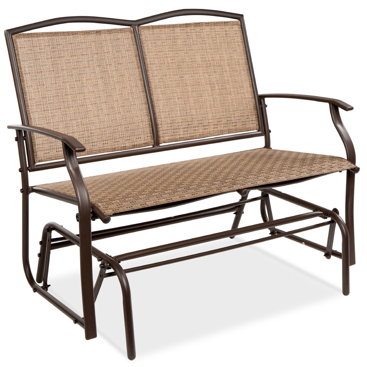 Best Choice Products 2-Person Outdoor Swing Glider, Steel Patio Loveseat, Bench Rocker w/ Armrests